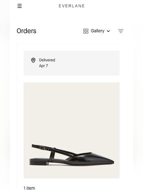 Everlane Black Pointed Toe Slingback Flats NWOT Size 8